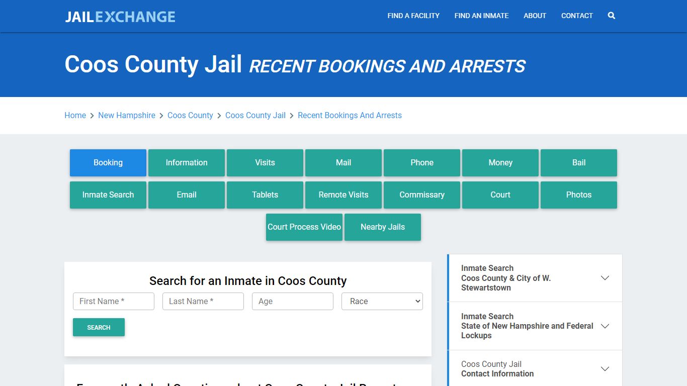 Coos County Jail Recent Bookings And Arrests - Jail Exchange