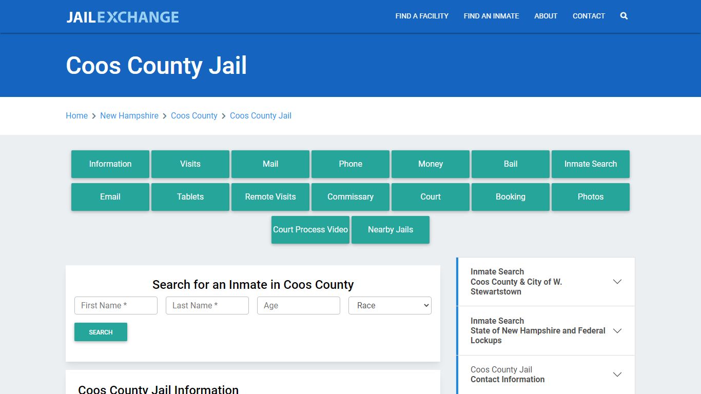 Coos County Jail Roster Lookup, NH, Inmate Search - Jail Exchange